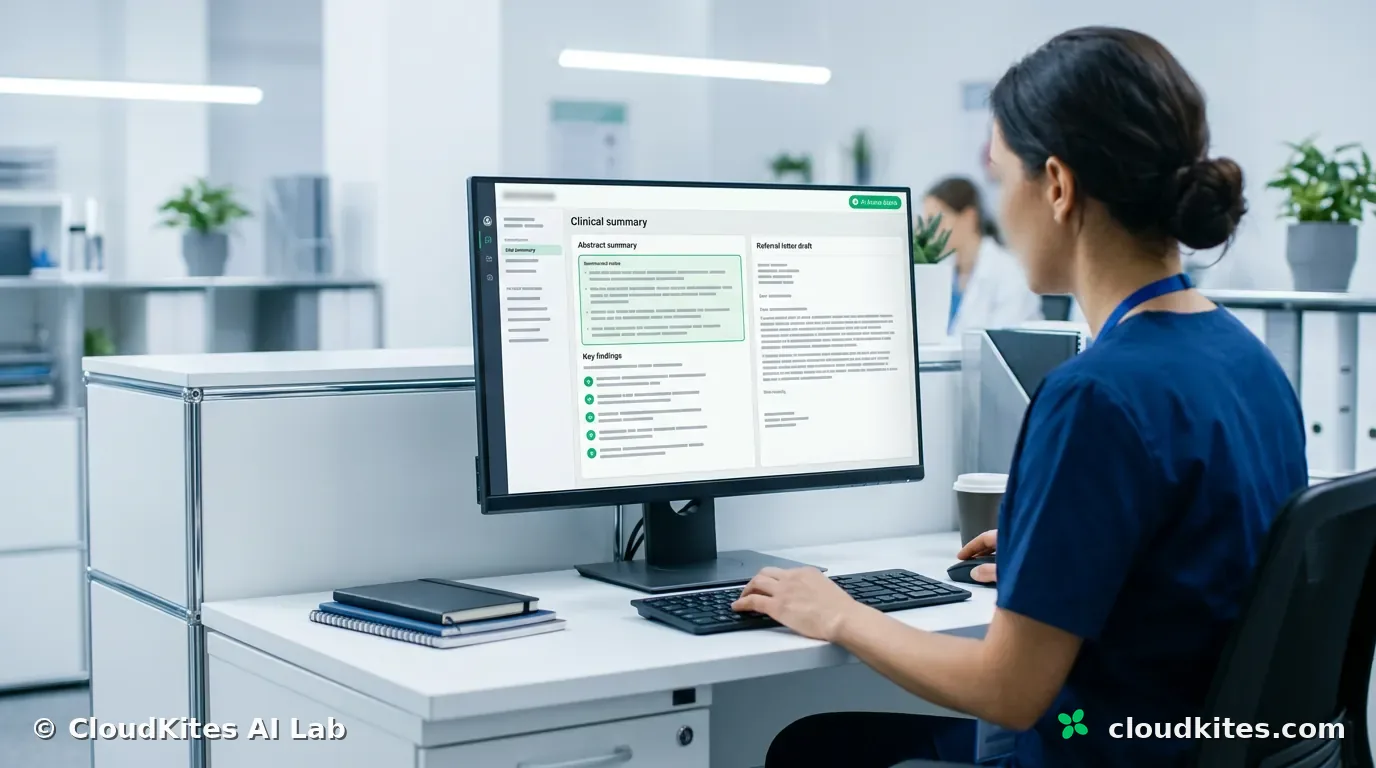 The assistant working alongside the clinician's electronic records.
