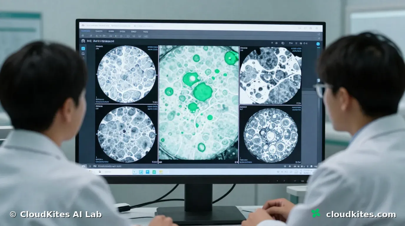 Pathologists reviewing a slide together in the web-based WSI viewer.