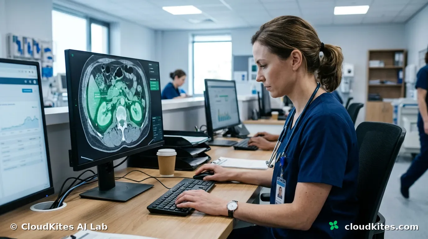 Edge software assisting a healthcare worker in real time at the point of care.