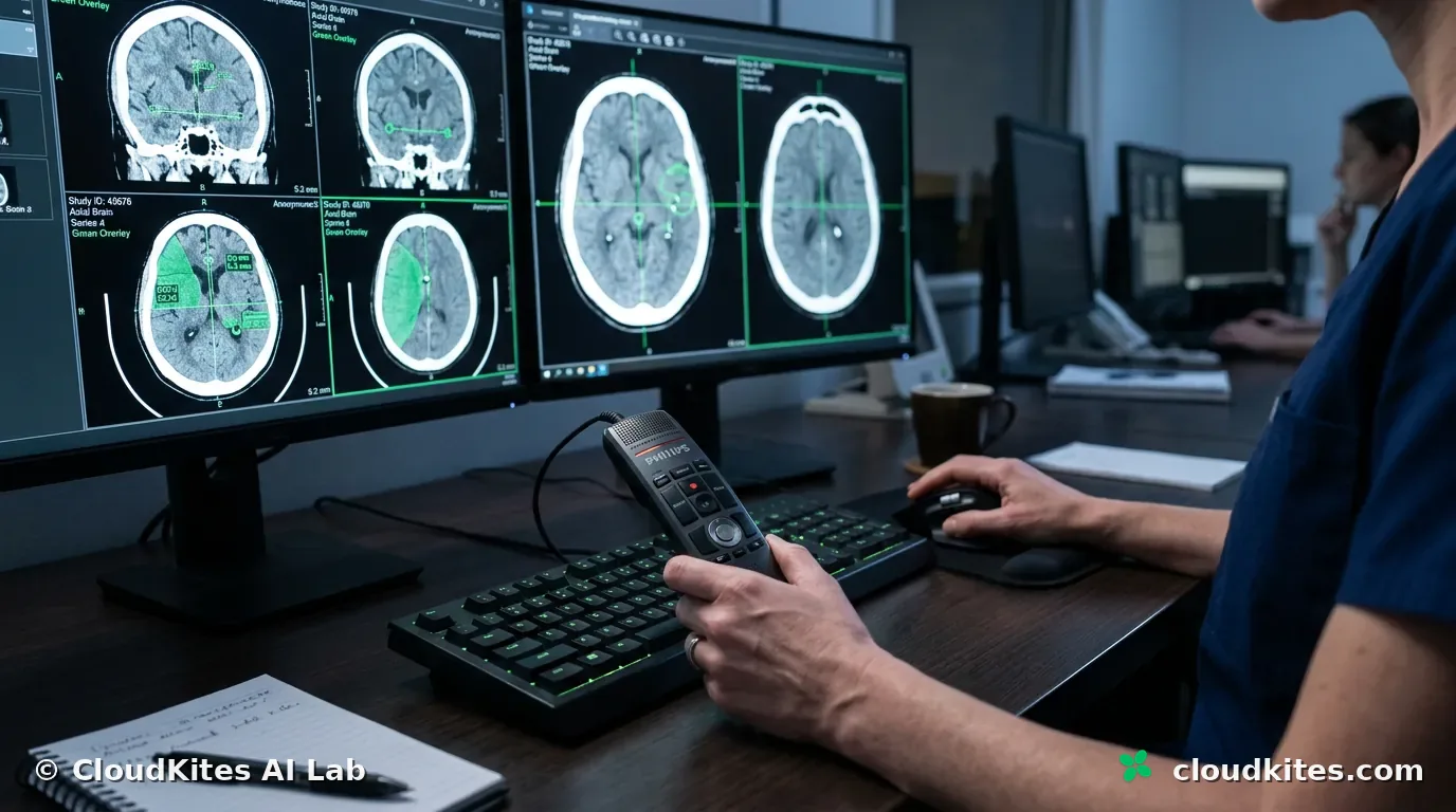 TomoEdge desktop tools on a radiologist's reading workstation.